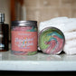 A jar of Kellulays Rainbow Sherbet Whipped Soap, showcasing a colourful rainbow swirl with vibrant hues of pink, yellow, blue, and green. The handmade bath whip is infused with nourishing cocoa and shea butters, offering a silky texture designed to cleanse, moisturize, and rejuvenate the skin. The label on the jar emphasizes the fun and fruity scent reminiscent of classic rainbow sherbet, perfect for adding a playful touch to your bathing routine.